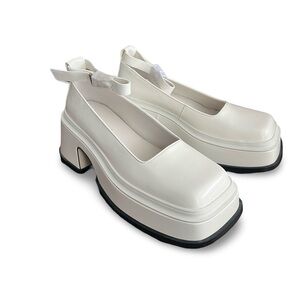 Jeffrey Campbell Empath White Patent Leather Platform Mary Jane Shoes size 8